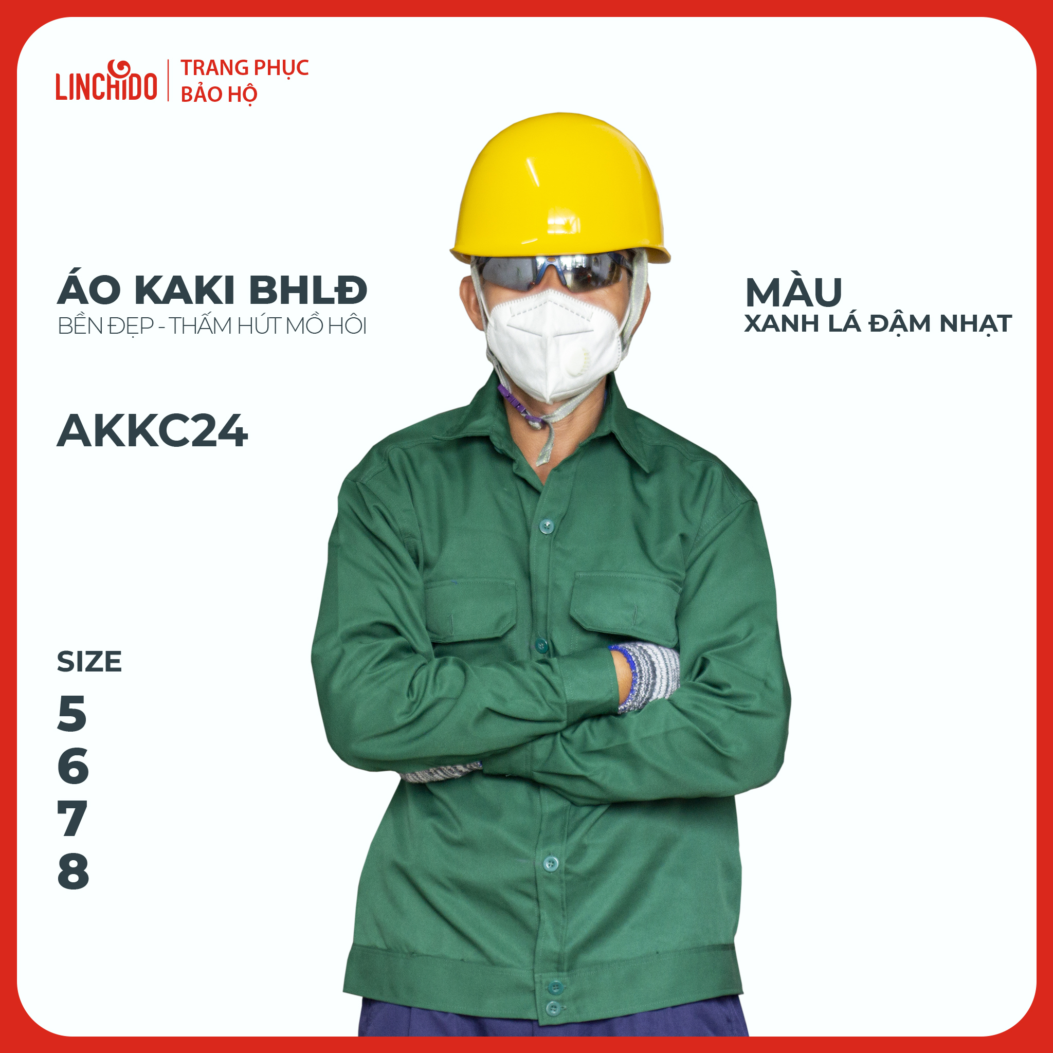 Áo kaki Bảo Hộ Lao Động Chất Liệu Thấm Hút Mồ Hôi Thoáng Mát Bền Đẹp - Mã AKKC24