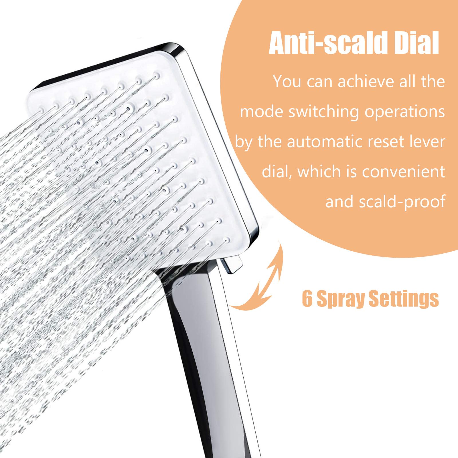 High Pressure Handheld Shower Head with 4.9ft Hose 360° Rotatable Bracket Polished Chrome Adjustable Shower Spray