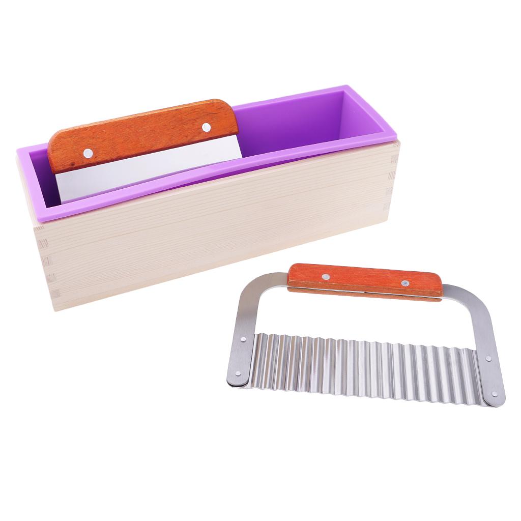 Rectangle Loaf Silicone Soap Making Mold with 2pcs Soap Cutter Slicer Tool