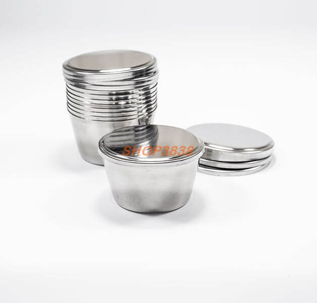 Khuôn Làm Bánh Flan Rau Câu Cupcake Inox 304 Bán Lẻ Nắp Nhựa Kèm Nắp Inox 304