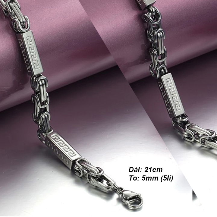 Lắc tay nam kiểu xích to 5li cá tính MVT058-1 Không đen không gỉ sét