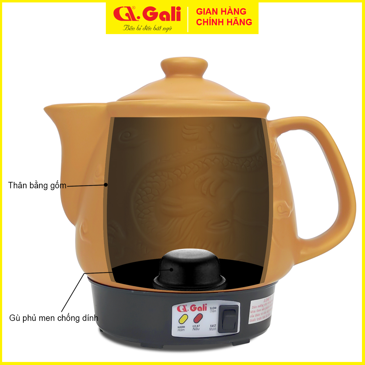 Siêu sắc thuốc Gali GL-1805 dung tích 3.3 lít, sắc thuốc nam bắc, tiềm thực phẩm, canh dưỡng sinh, hàng chính hãng 100%, bảo hành 36 tháng Gali