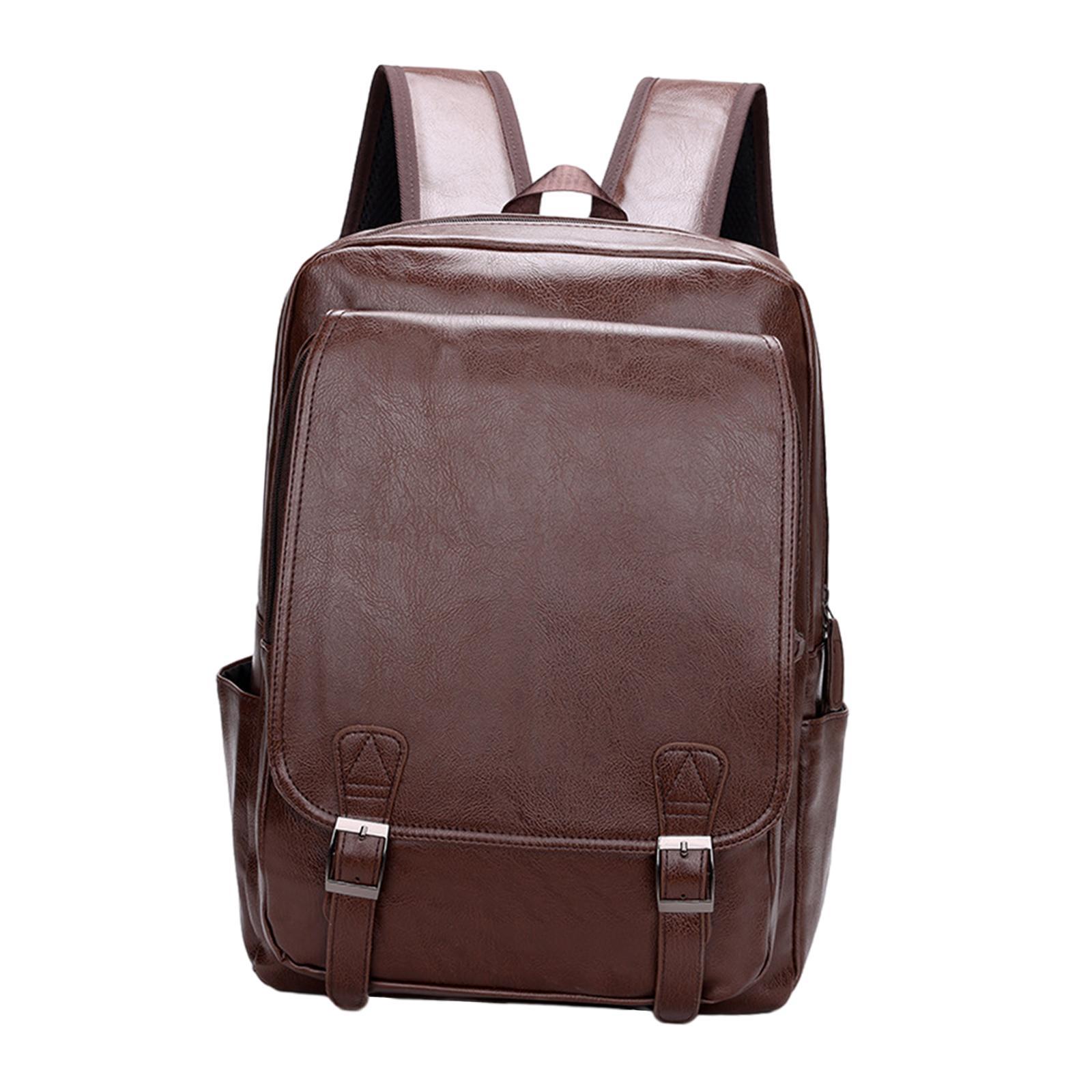 Laptop Backpack Men's PU Leather Backpack for Notebook Bookbag Casual Daypack Rucksack for Hiking Office Travel Work Shopping