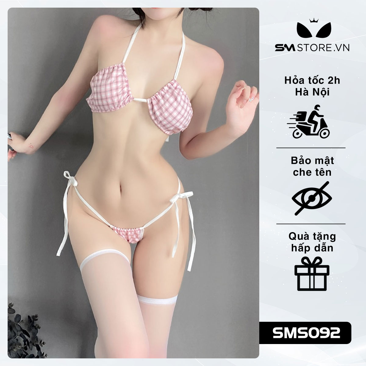 SMS092 - Bikini buộc dây 2 mảnh sexy với quần lót lọt khe siêu nhỏ