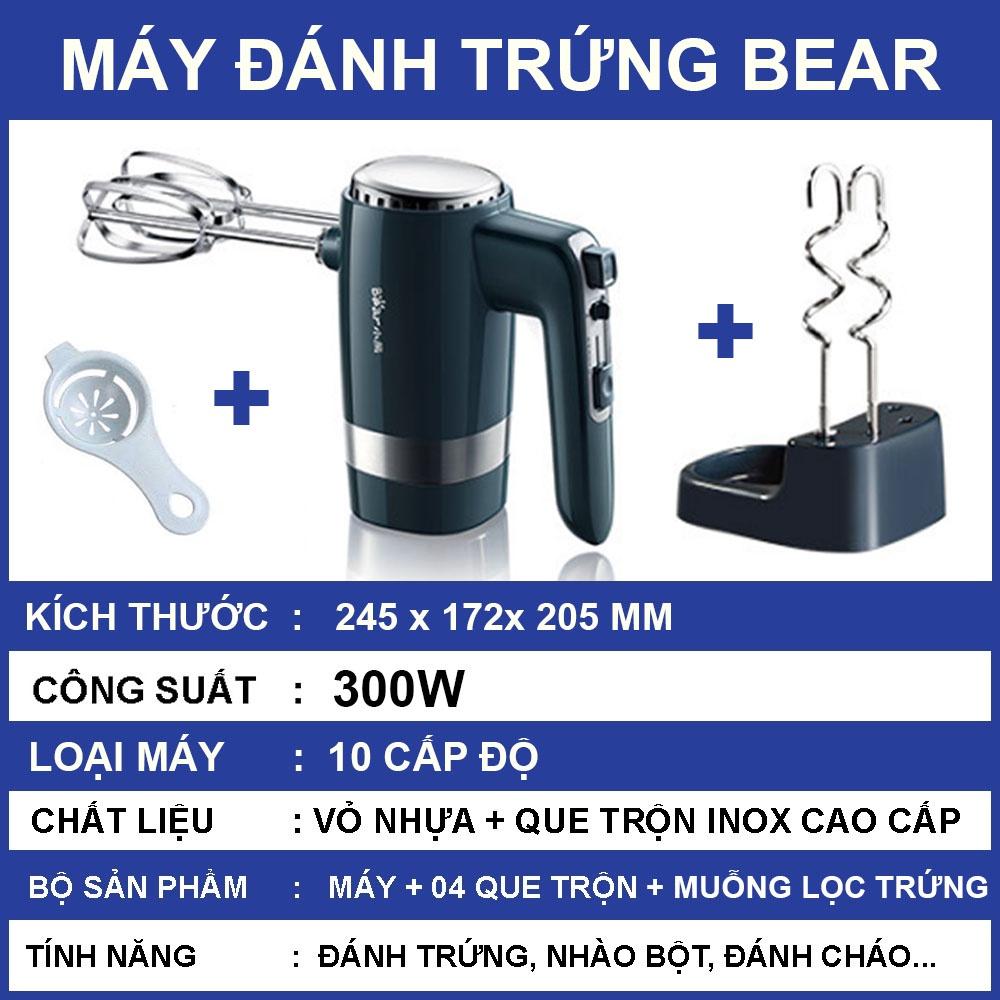 Máy đánh trứng cầm tay cao cấp 10 cấp độ công suất cao, máy đánh bột làm bánh kèm 04 que trộn bột tiện lợi