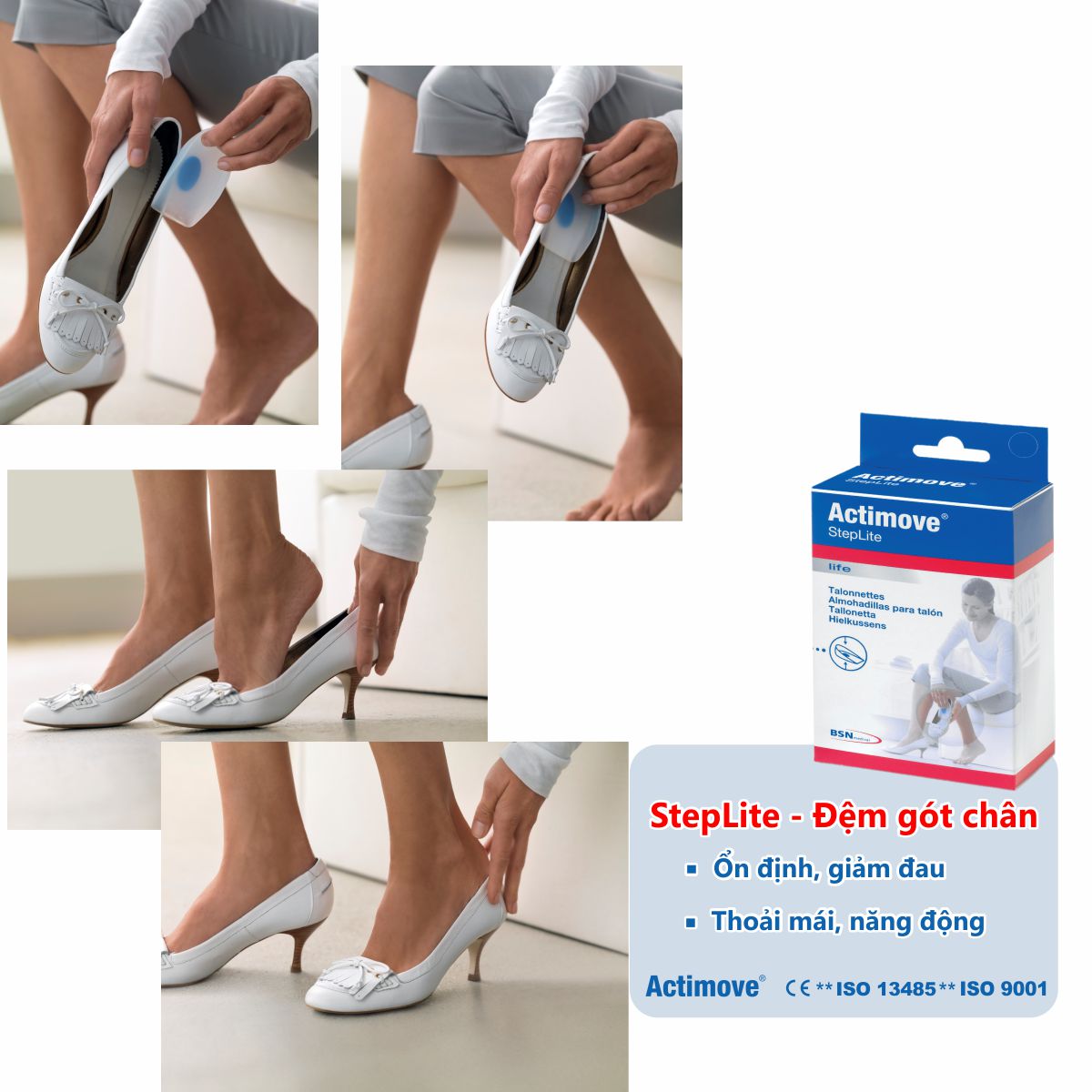 Đệm gót chân silicone tăng chiều cao Actimove Steplite