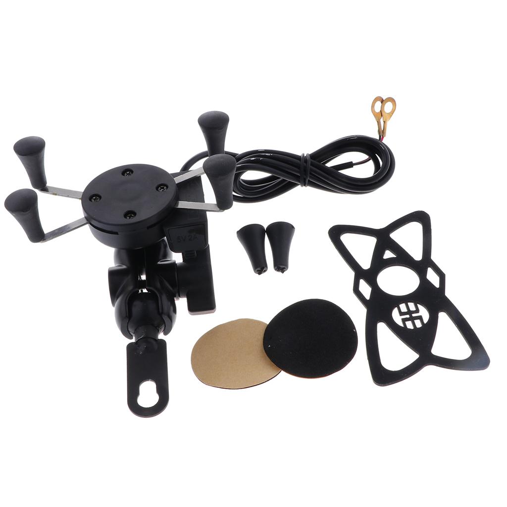Universal Motorcycle  Handlebar Cell Phone Mount Holder USB Charger