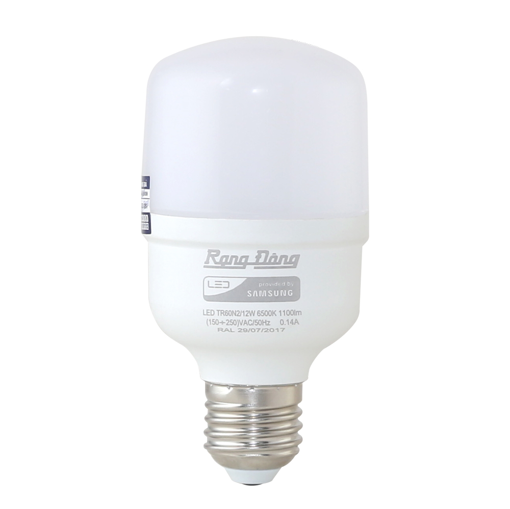 Bóng đèn LED BULB trụ 12W Rạng Đông, chip LED Samsung ( LED TR60N2/12W)