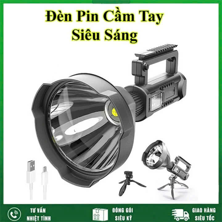 Đèn Pijn LED Siêu Sáng Cầm Tay – Đèn Hông, Pin Trâu, Chiếu Xa 500m, Siêu Bền, Dùng Cho Gia Đình &amp; Dã Ngoại, ĐÈN TRANG TRÍ