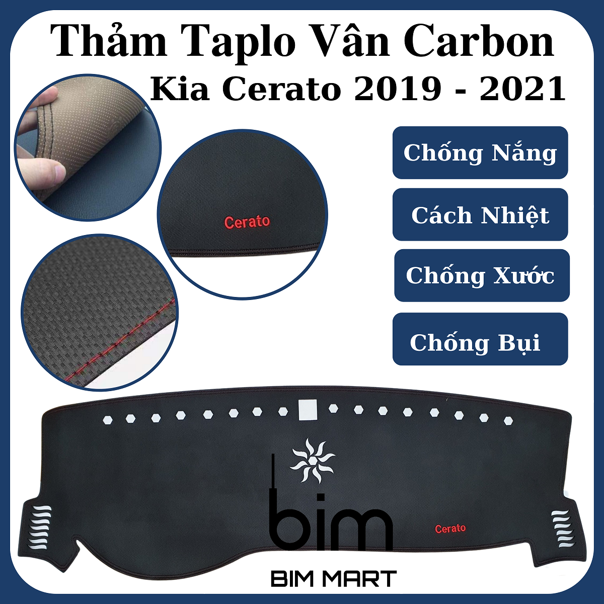 Thảm Da Taplo Dành Cho Xe Kia Cerato 2019-2021 Vân Carbon Cao Cấp