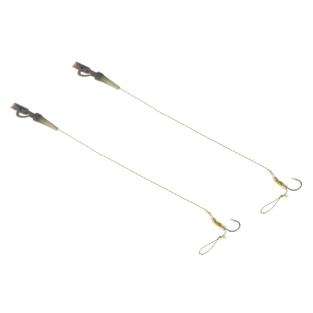 2pcs Braided Line Carp Fishing Hair Rigs Heavy Dury Clips Tackle Barbed Hooks High Carbon Steel Durable to use