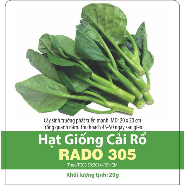 Hạt giống cải rổ RADO 305 - 5gr - Rạng Đông - dễ trồng, ít sâu bệnh hại.lá xanh đậm, thân ăn giòn thu hoạch sau 40 ngày