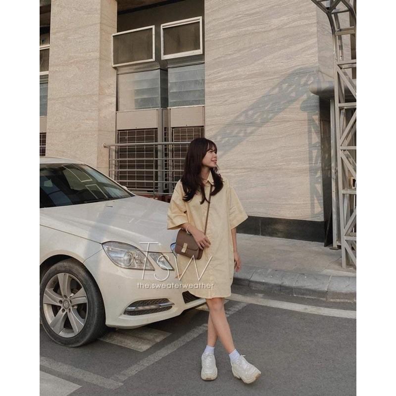 ️ Đầm sơ mi ️ Váy sơ mi Oversize Ulzzang ngắn tay Hot Trend hè 2021