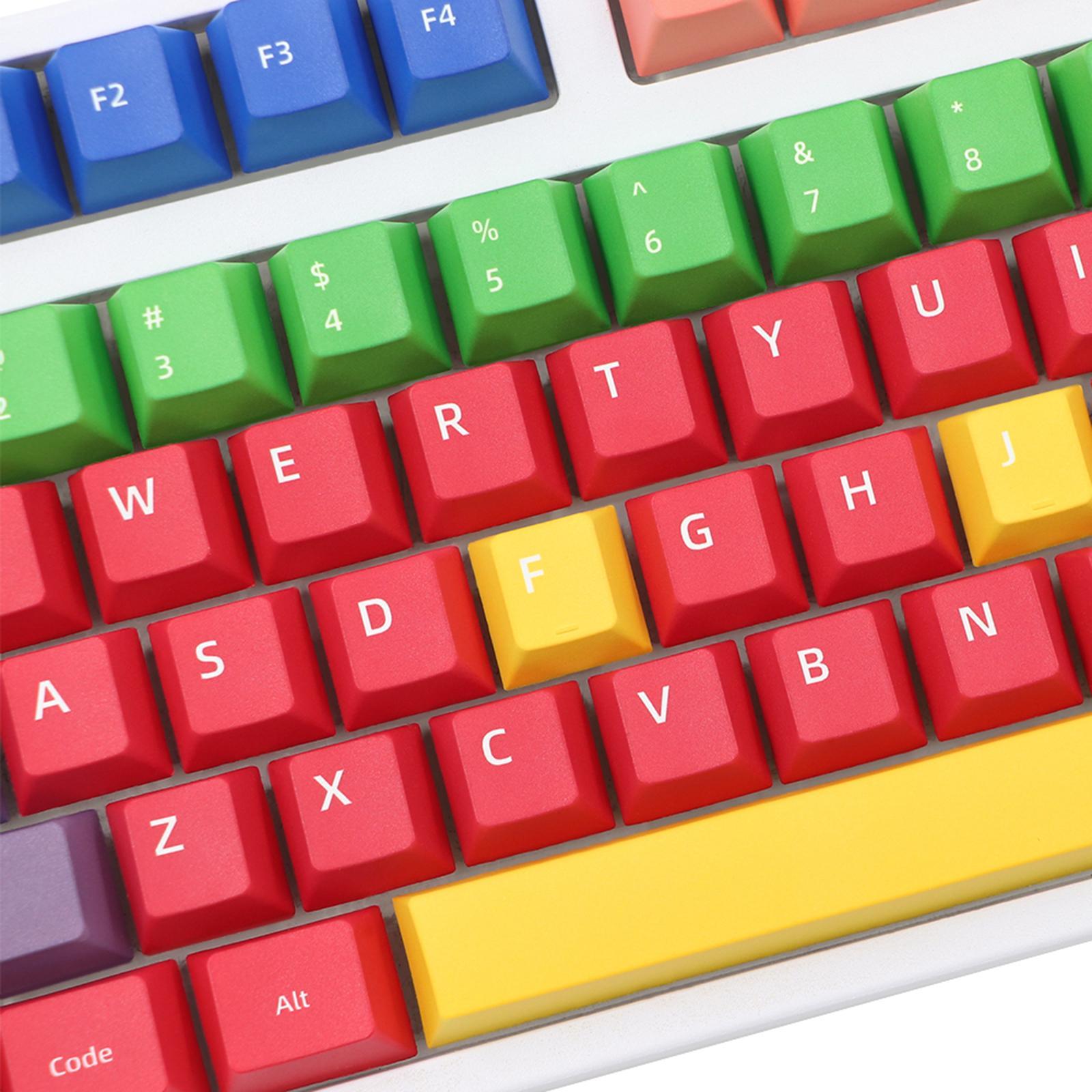 112 Keys, Plastic Rainbow Keycaps Double Shot Switches DIY Keyboard Accessories for Cherry MX 68 72 87 Keys Mechanical Keyboards Gaming ,Only Keycaps