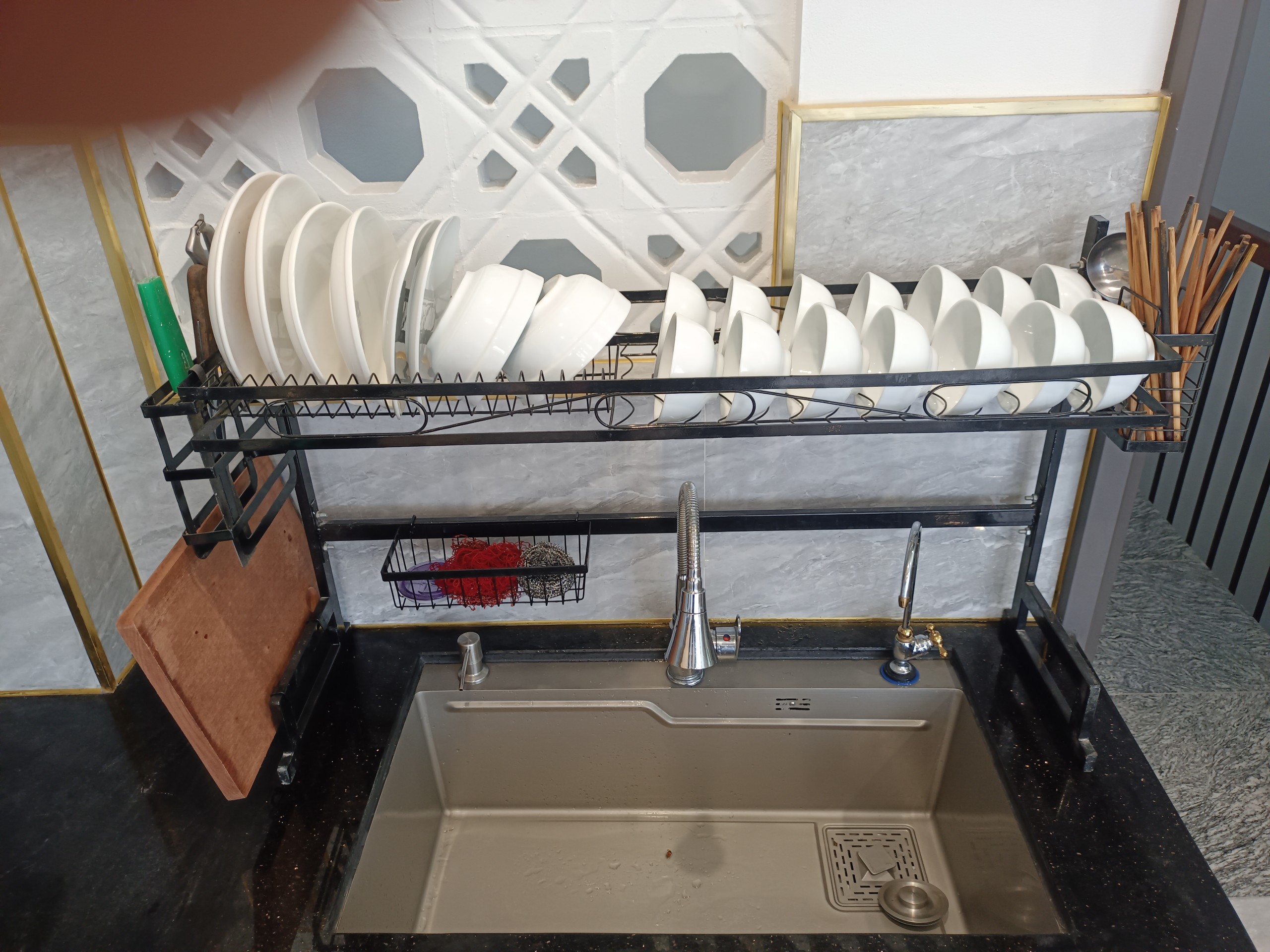 Kệ Úp Chén Bát 1 Tầng và 2 Tầng Thép Không Rỉ Sơn Tĩnh Điện Đen Bóng / MẪU MỚI -BỀN ĐẸP-GIÁ XƯỞNG