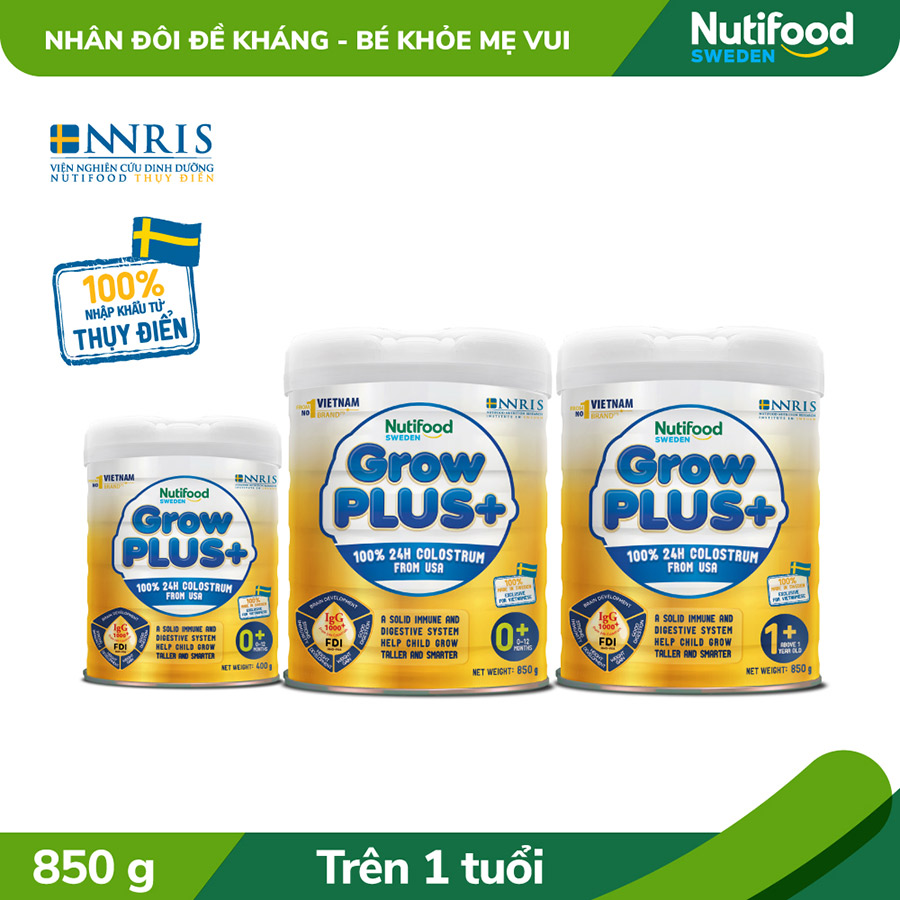 Sữa bột GrowPLUS+ Vàng – Sữa non tăng đề kháng trên 1 tuổi Lon 850g