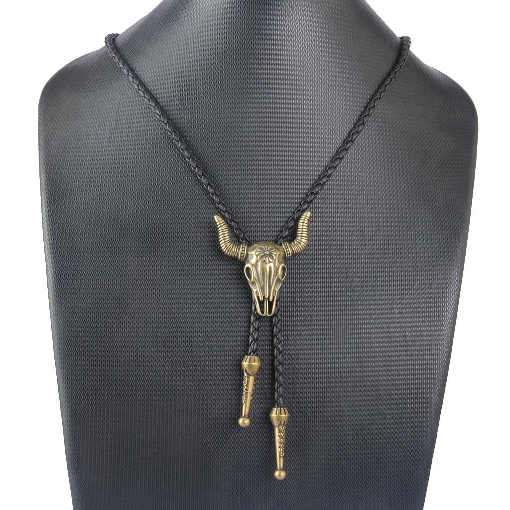 Western Cowboy Bolo Tie Rodeo  Leather Cord Pendant Necklace