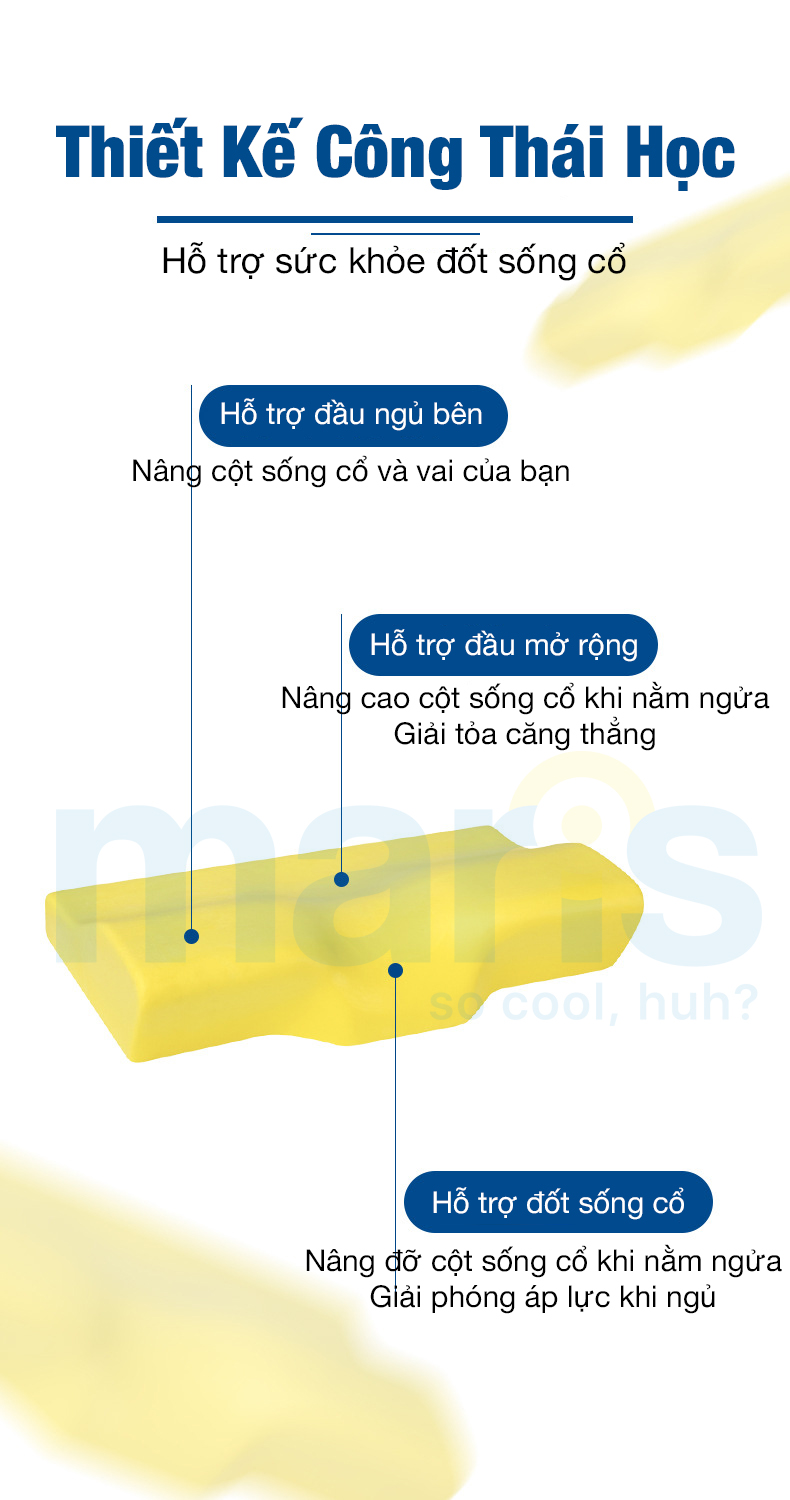 Gối Ngủ Cao Su Non Memory Foam Cao Cấp Maris MR-706 - chống đau mỏi vai gáy - đốt sống cổ