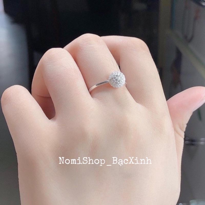 Nhẫn Bạc cầu đá 8ly, Điểm đá nhỏ li ti tạo điểm nhấn cho nhẫn long lanh nhẹ nhàng xinh xắn - Shop Bạc Nomi