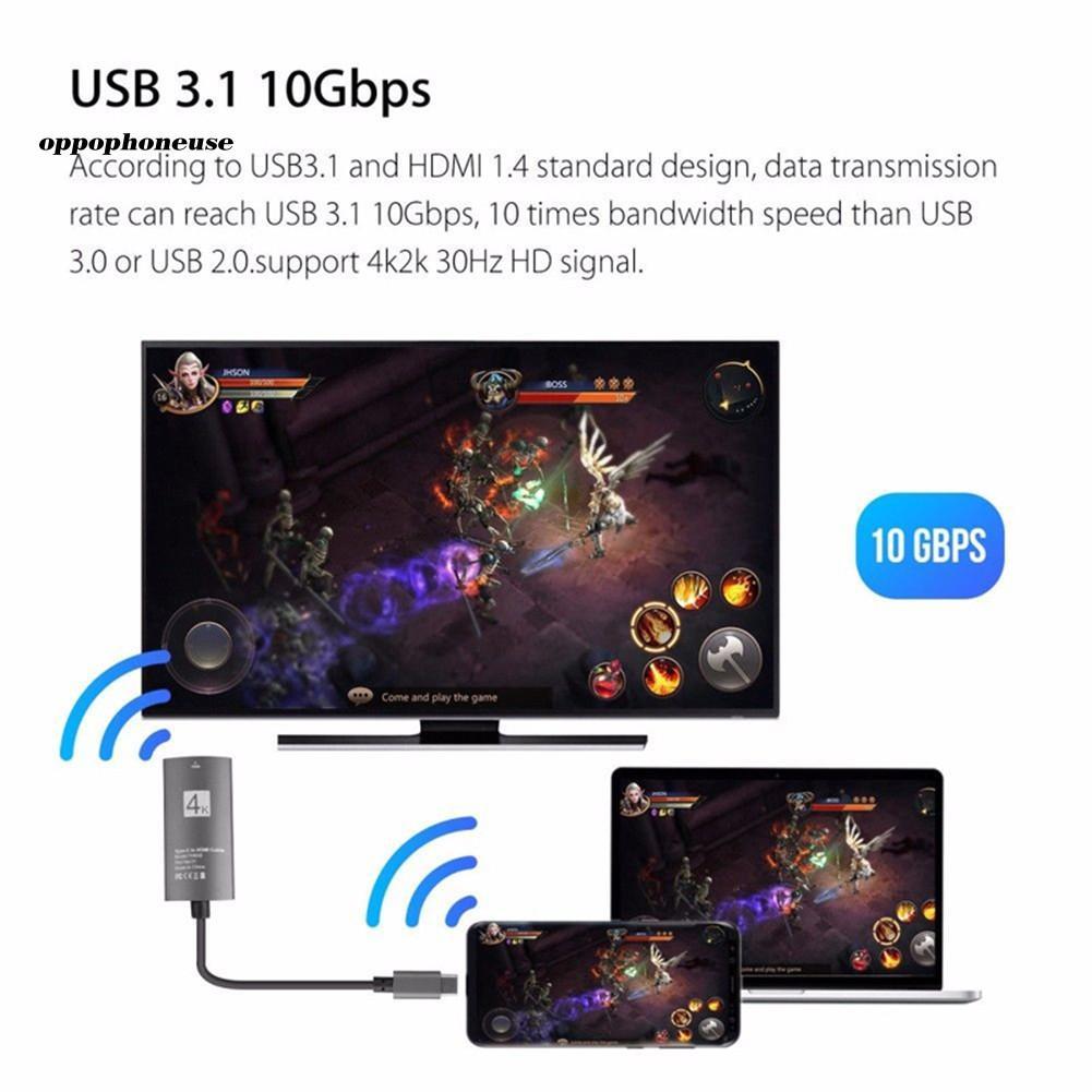 Dây Cáp Chuyển Đổi Usb 3.1 Type-C Sang Hdmi Hd Cho Hdtv Laptop Điện Thoại