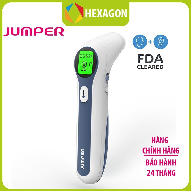 Nhiệt kế điện tử hồng ngoại không tiếp xúc đo trán và tai Jumper FR300 (FDA Hoa Kỳ, xuất USA)