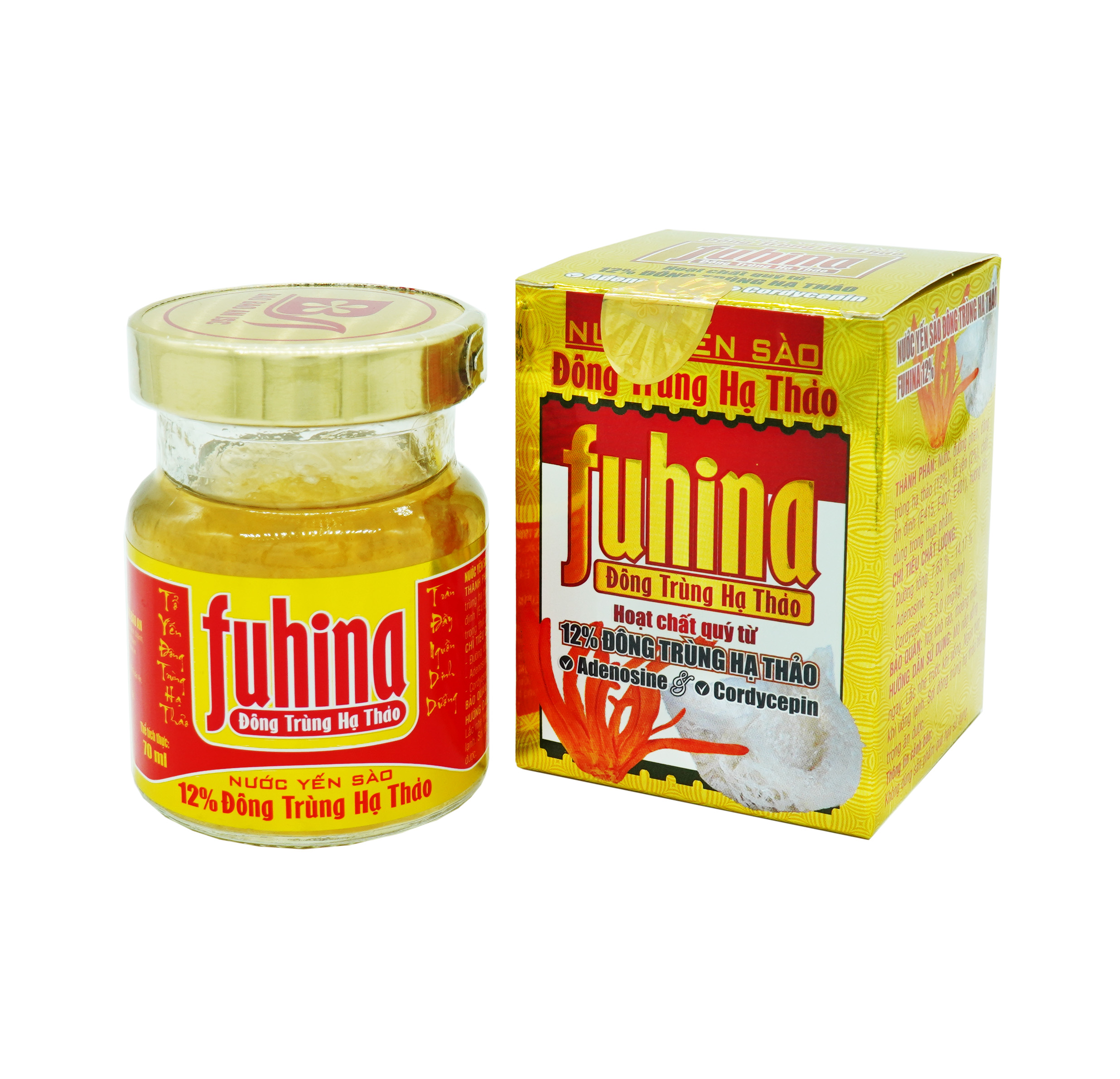 Hình ảnh [1 lọ x 70ml] Lọ nước yến sào Đông Trùng Hạ Thảo FUHINA 12% đạt chất lượng tiêu chuẩn quốc tế, không chất bảo quản, Tăng cường sinh lực và phục hồi sức khỏe người bệnh