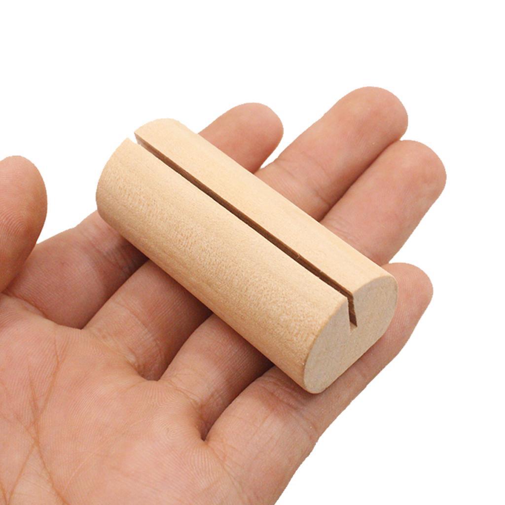 20pcs Table Wood Stands Wooden Base Memo Photo Clip Card Holders