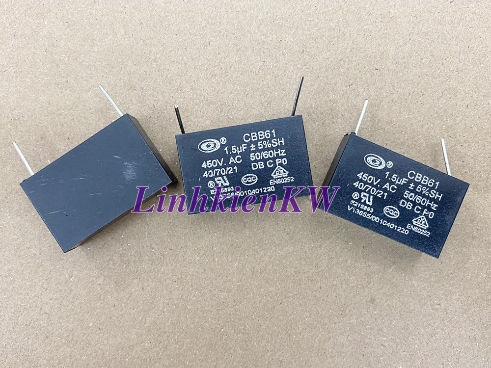 Tụ Quạt 1.5uf 450v Chân Kim, Mới, Chính gốc 100%