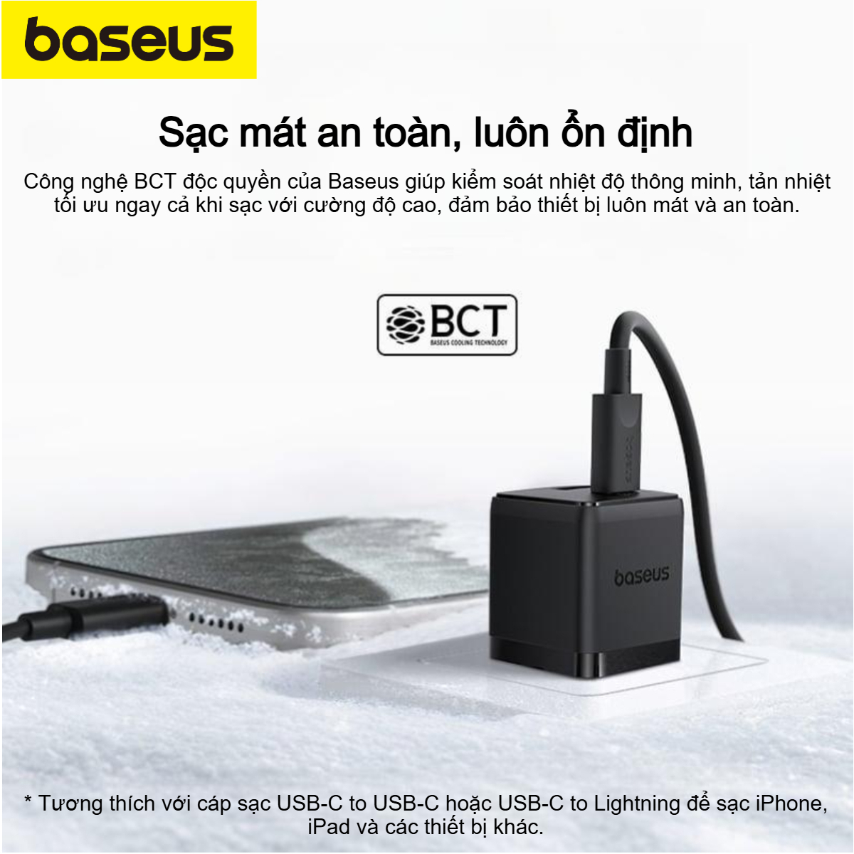 Bộ sạc nhanh nhỏ gọn 2 cổng Baseus Palm U + C 20W (Kèm cáp C to C 60w dài 1M) - Hàng chính hãng