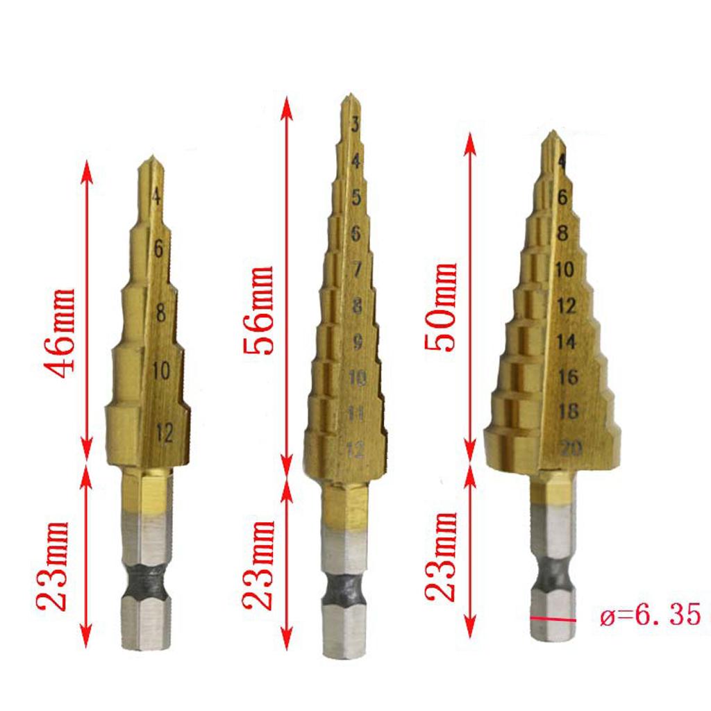 2 Pieces HSS Conical Drill Steel Titanium Drill Bit Set 3-12mm 4-12 / 20mm