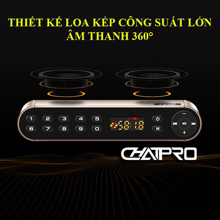 Loa bluetooth không dây Q8 âm thanh hifi 360 độ bass cực mạnh hỗ trợ thẻ TF, USB, FM Radio - hàng chính hãng Vinetteam