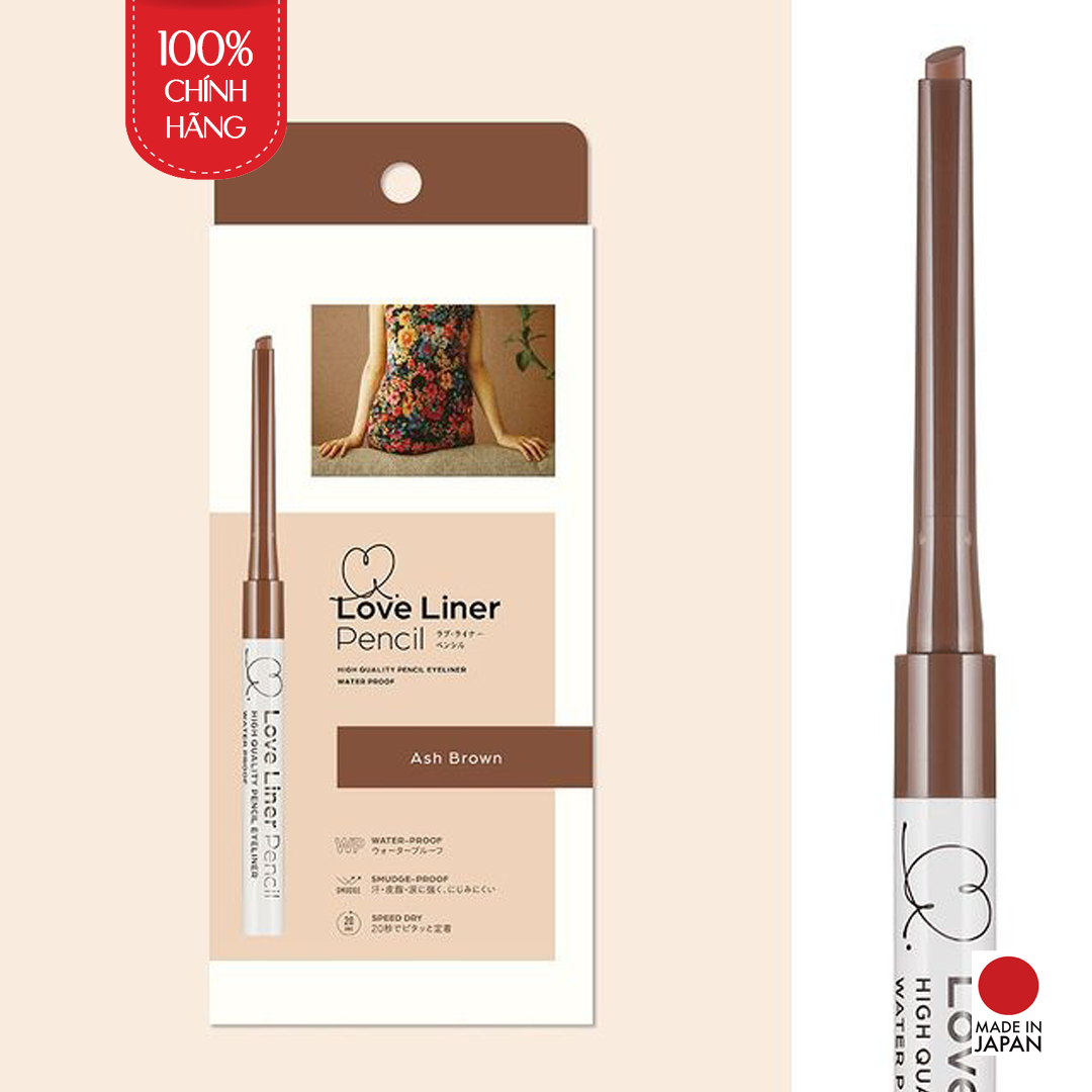 Bút Chì Kẻ Viền Mắt Nhật Bản Love Liner Pencil Eyeliner Ash Brown Màu Nâu Tro, Bột Mịn, Chống Mồ Hôi, Kiềm Dầu