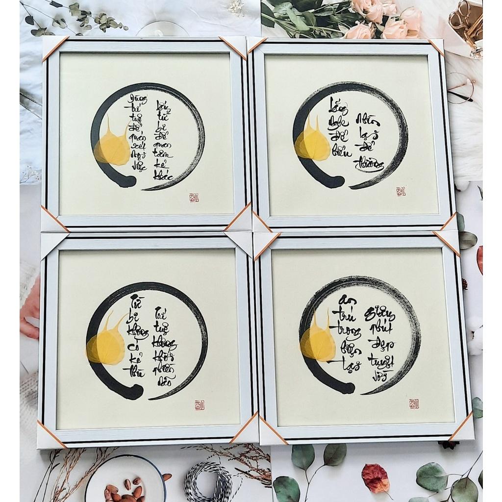 Thư pháp lá bồ đề TRÍ TUỆ-TỪ BI 30x30 cm