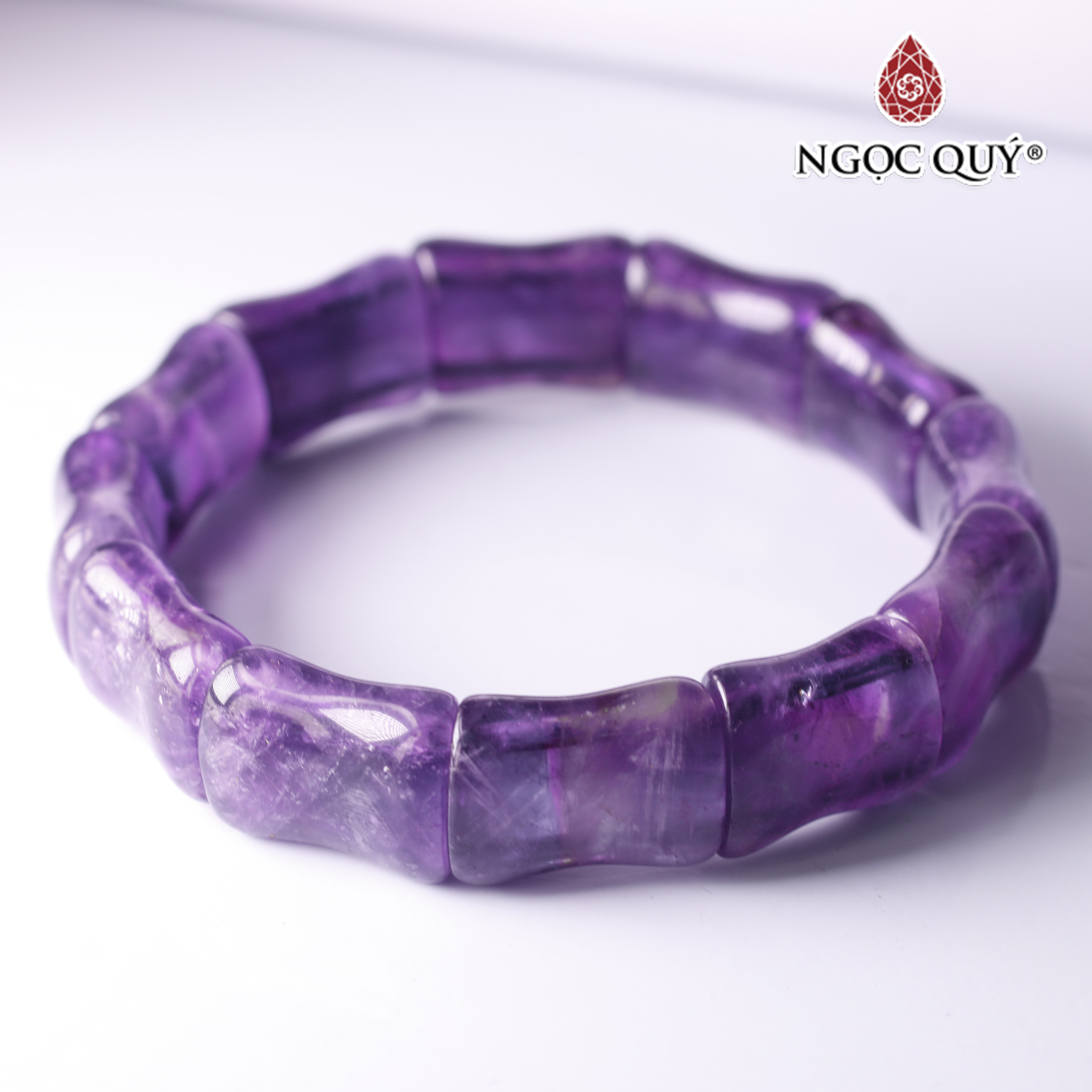 Vòng đốt trúc đá thạch anh tím cao 12mm mệnh hỏa. thổ - Ngọc Quý Gemstones