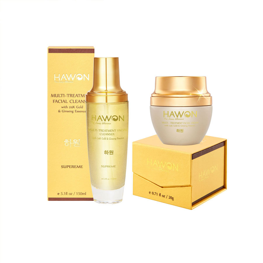 Kem Face Đa Năng 20g &amp; Gel Rửa Mặt Đa Năng 150ml Hawon Gold