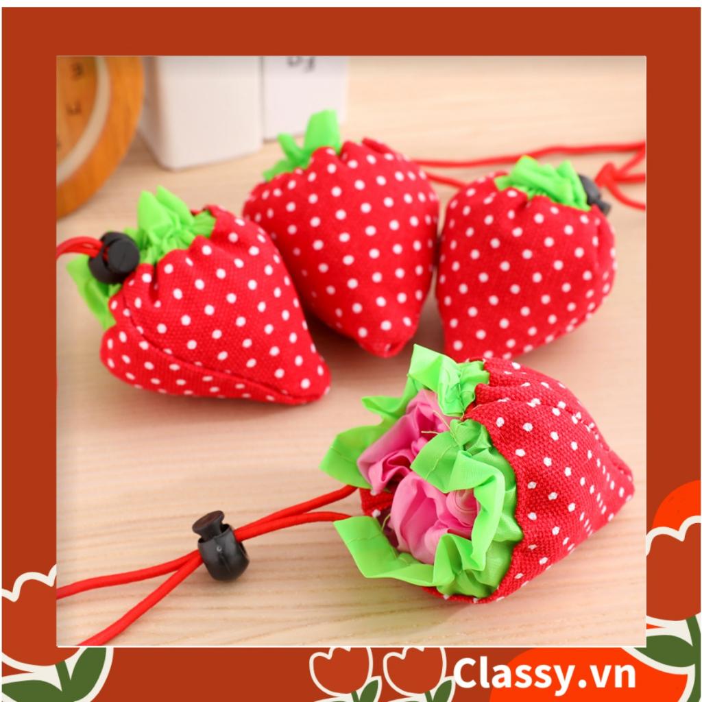Túi dù gấp gọn Classy hình quả dâu xinh xắn, đi chợ, đi du lịch - Sản phẩm thân thiện với môi trường T290