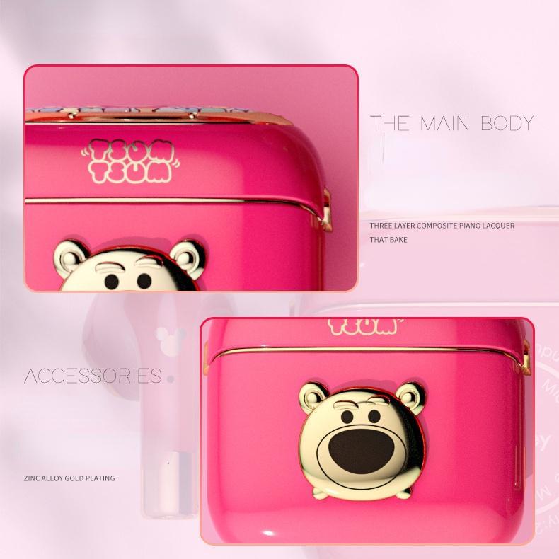 DISNEY Tai Nghe Nhét Tai Bluetooth Q6 Chống Ồn Hình Gấu Dễ Thương Tích Hợp Micro Phong Cách Thể Thao