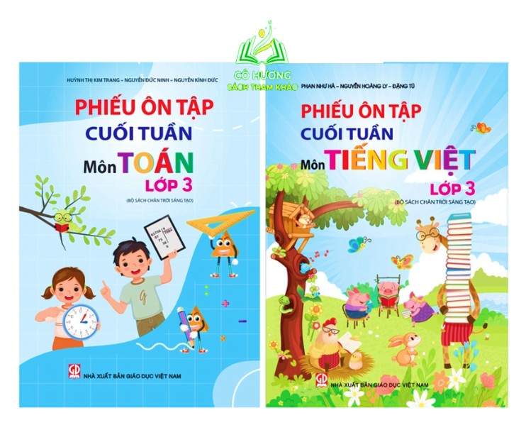 Sách - Combo 2 Cuốn Phiếu ôn tập cuối tuần môn Toán + Tiếng Việt Lớp 3 - Chân Trời Sáng Tạo