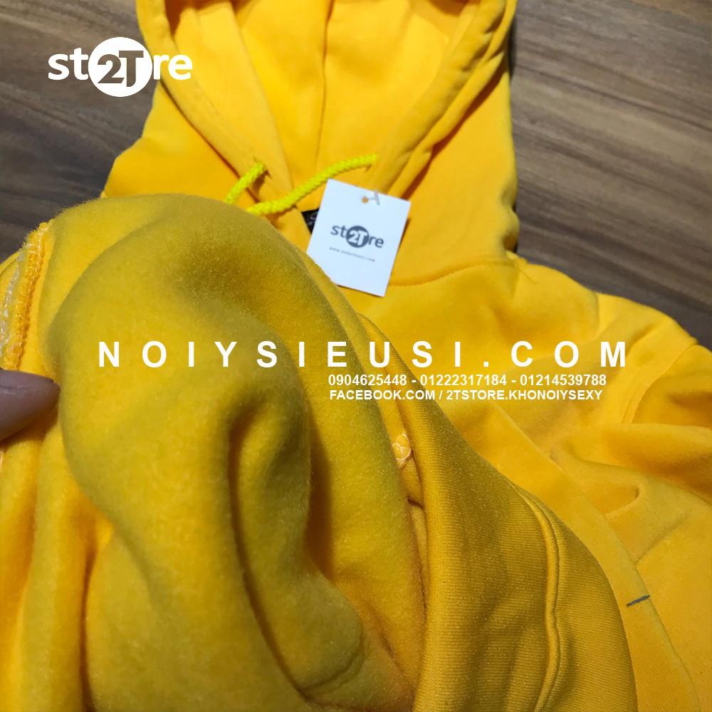 Áo hoodie unisex 2T Store H16 màu vàng hoa Mai - Áo khoác nỉ chui đầu nón 2 lớp dày dặn chất lượng đẹp