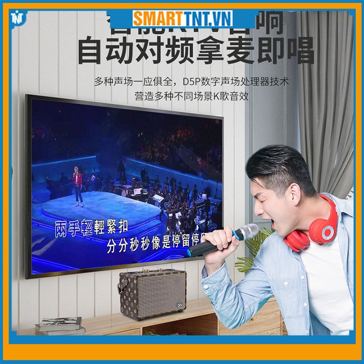 Loa bluetooth QiXi SK-2036 kèm 2 micro karaoke chính hãng