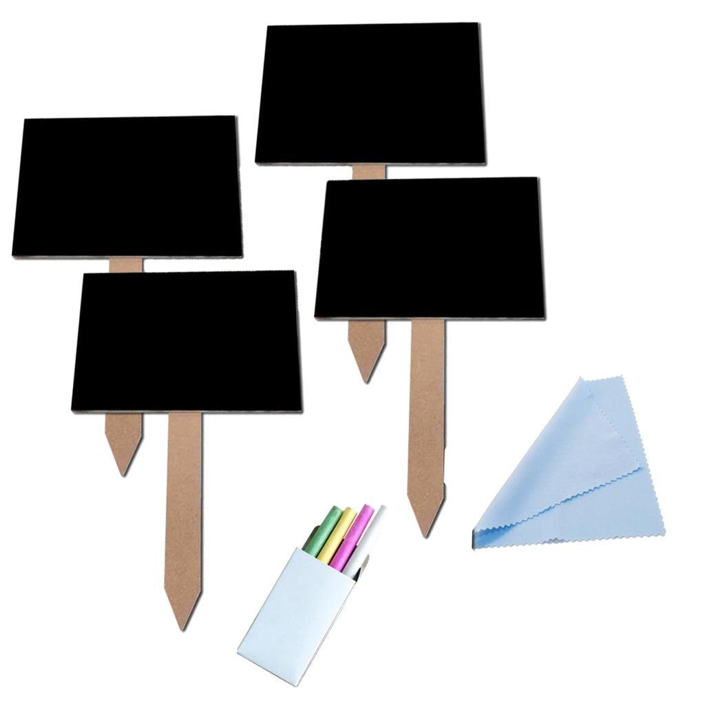 4Pcs Small MDF Blackboard Chalkboard with Stick Price Tags Message Board