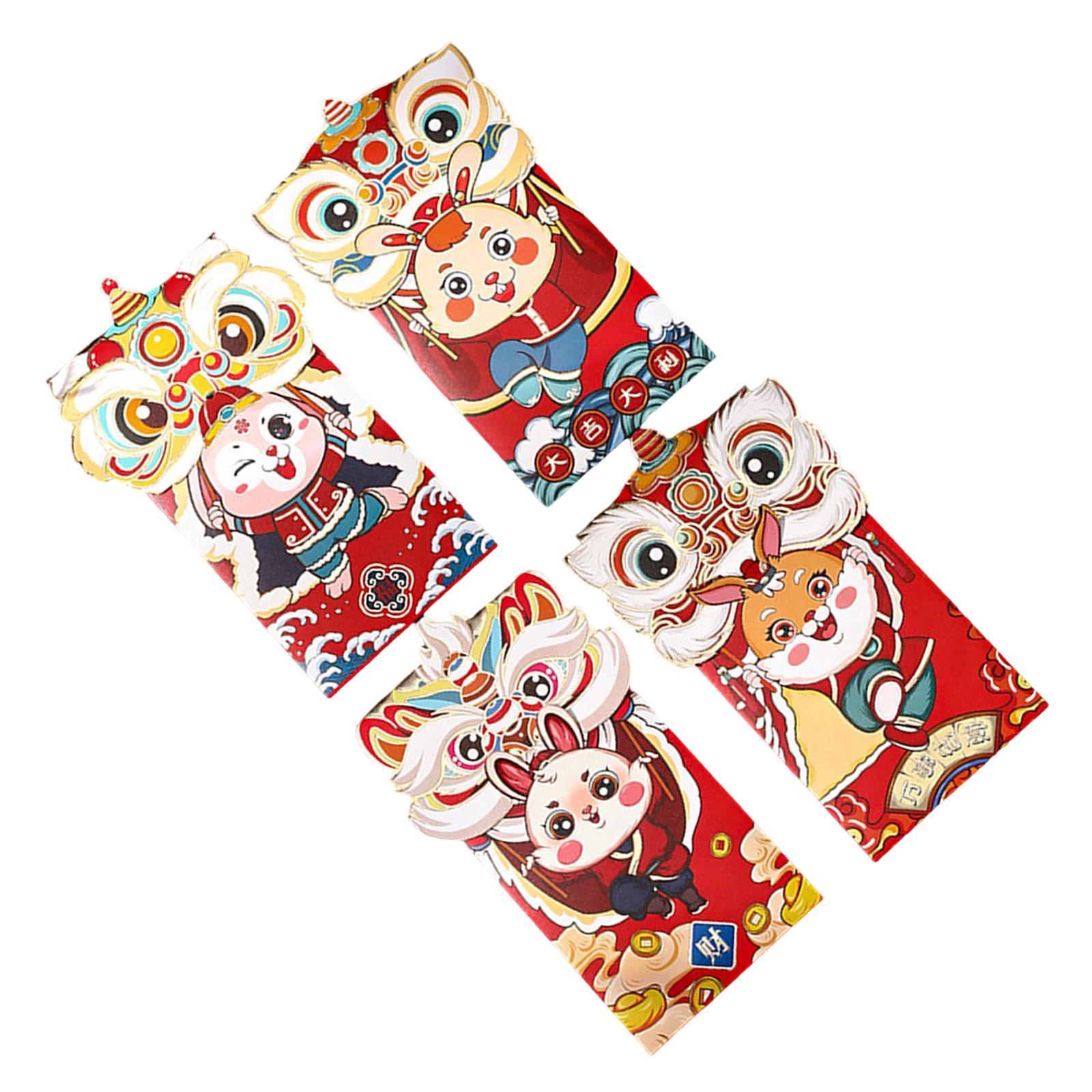 4Pcs Red Pockets Red Packet Chinese Red Envelopes for Party Wedding Birthday Gift