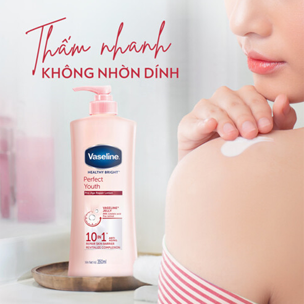 Combo 2 Sữa dưỡng thể với thành phần ngừa lão hóa dưỡng sáng VASELINE Healthy Bright Perfect Youth 350ML/chai