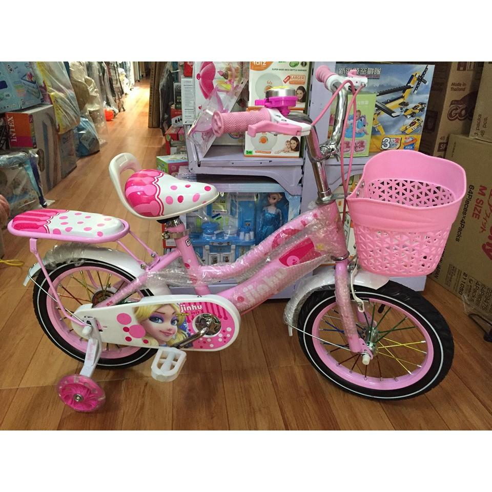 Xe Đạp 12 , 14 , 16 inches Công Chúa Elsa Màu Hồng