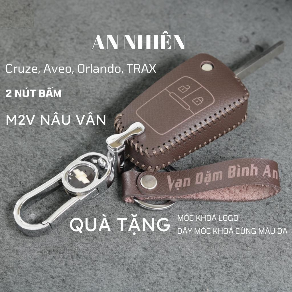 Bao da dành cho bọc ốp chìa khoá xe ô tô Chevrolet Cruze, Aveo, Orlando, TRAX đời xe 2011-2014 chìa gập cắm ổ 2 nút bấm Chev1