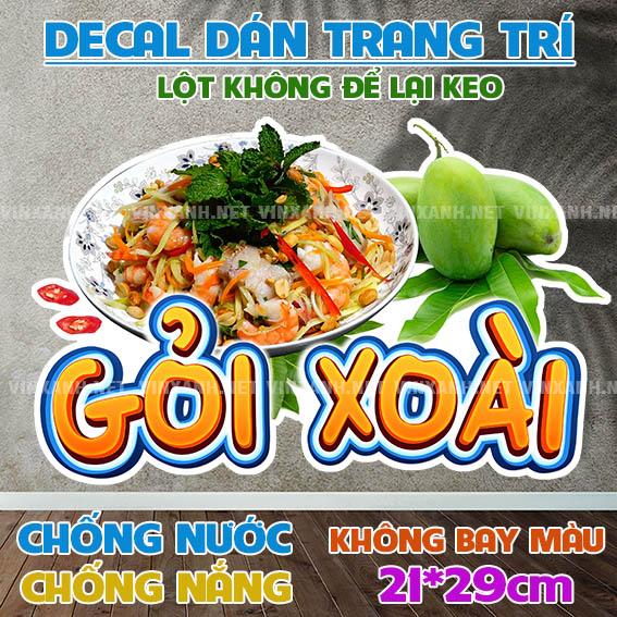 Decal Gỏi Xoài trang trí quán nước tường, tủ kính bền đẹp chống nước cắt sẵn khổ A4 ( có in theo yêu cầu )