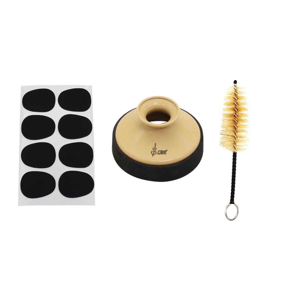 Sunnimix Alto Saxphone Sax Tắt Tiếng Ống Hãm Thanh Kẹp Miệng Miếng Dán Miếng Lót Cơ Quan Ngôn Luận Bàn Chải