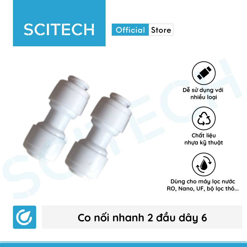 Co nối nhanh 2 đầu dây dùng trong máy lọc nước (Co nối nhanh 2 đầu dây 6, Co nối nhanh 2 đầu dây 10, Co nối nhanh dây 10 ra dây 6...) - Combo 2 cái hoặc 5 cái hoặc 10 cái