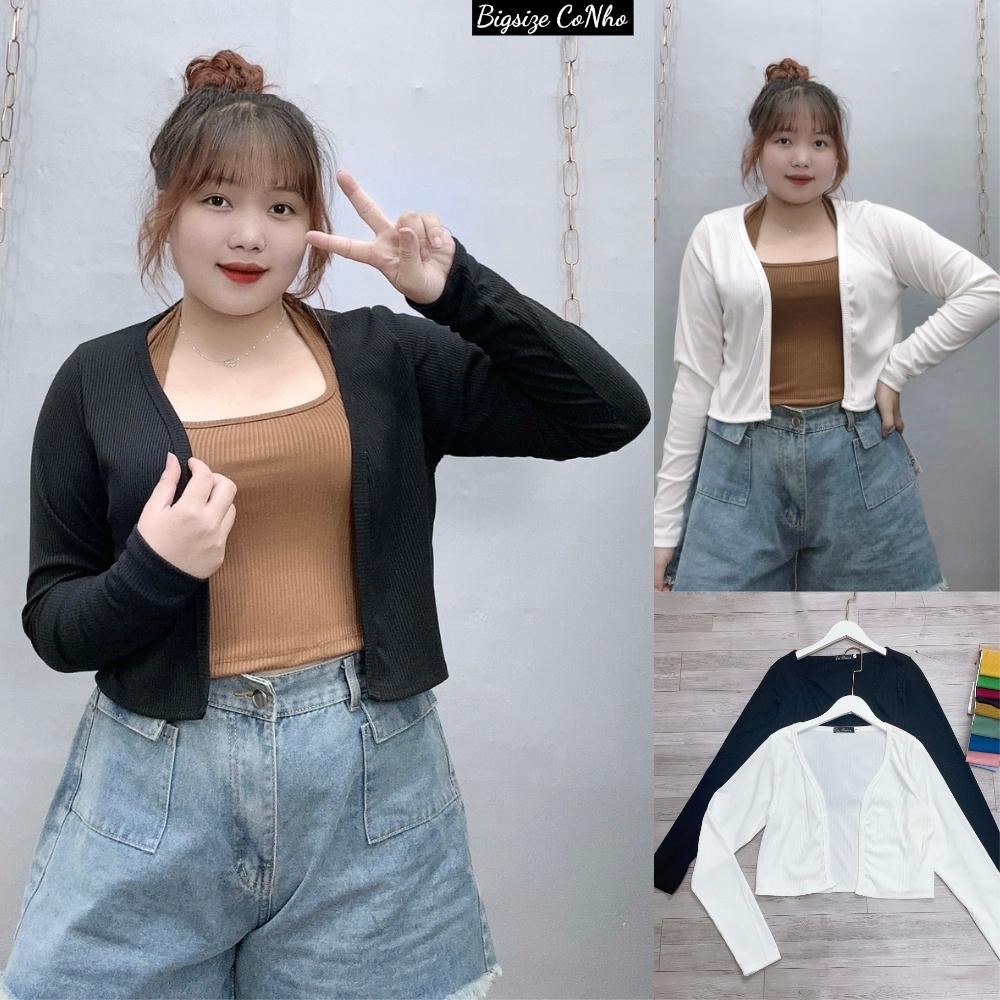 Áo khoác cardigan bigsize nữ thun gân cao cấp, Áo khoác ngoài dnags lửng Chuppy 58-95kg BIGSIZE CÔ NHỎ G116 - Màu đen