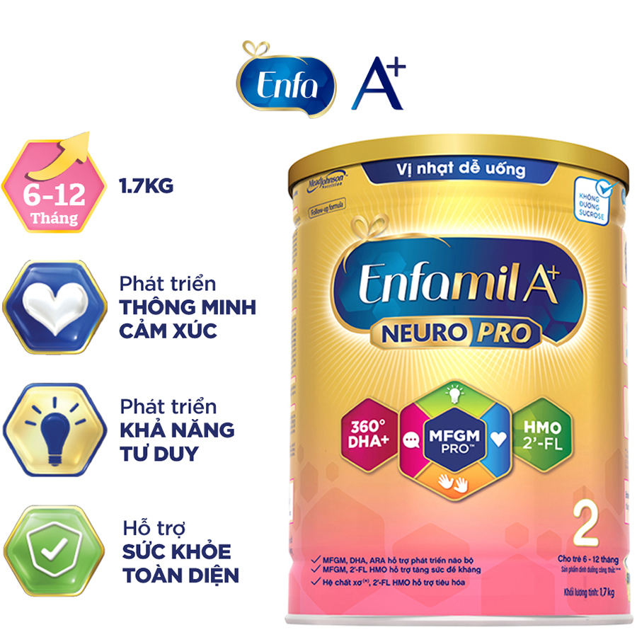 Sữa bột Enfamil A+ NeuroPro 2 với 2’-FL HMO cho trẻ từ 6 –12  tháng tuổi– 1.7kg